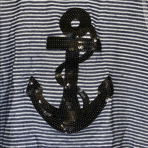 Navy sequined anchor crop top - Picture 2 of 4
